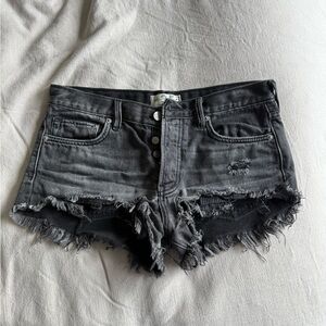 We The Free Black Jean Shorts Distressed Frayed Hem